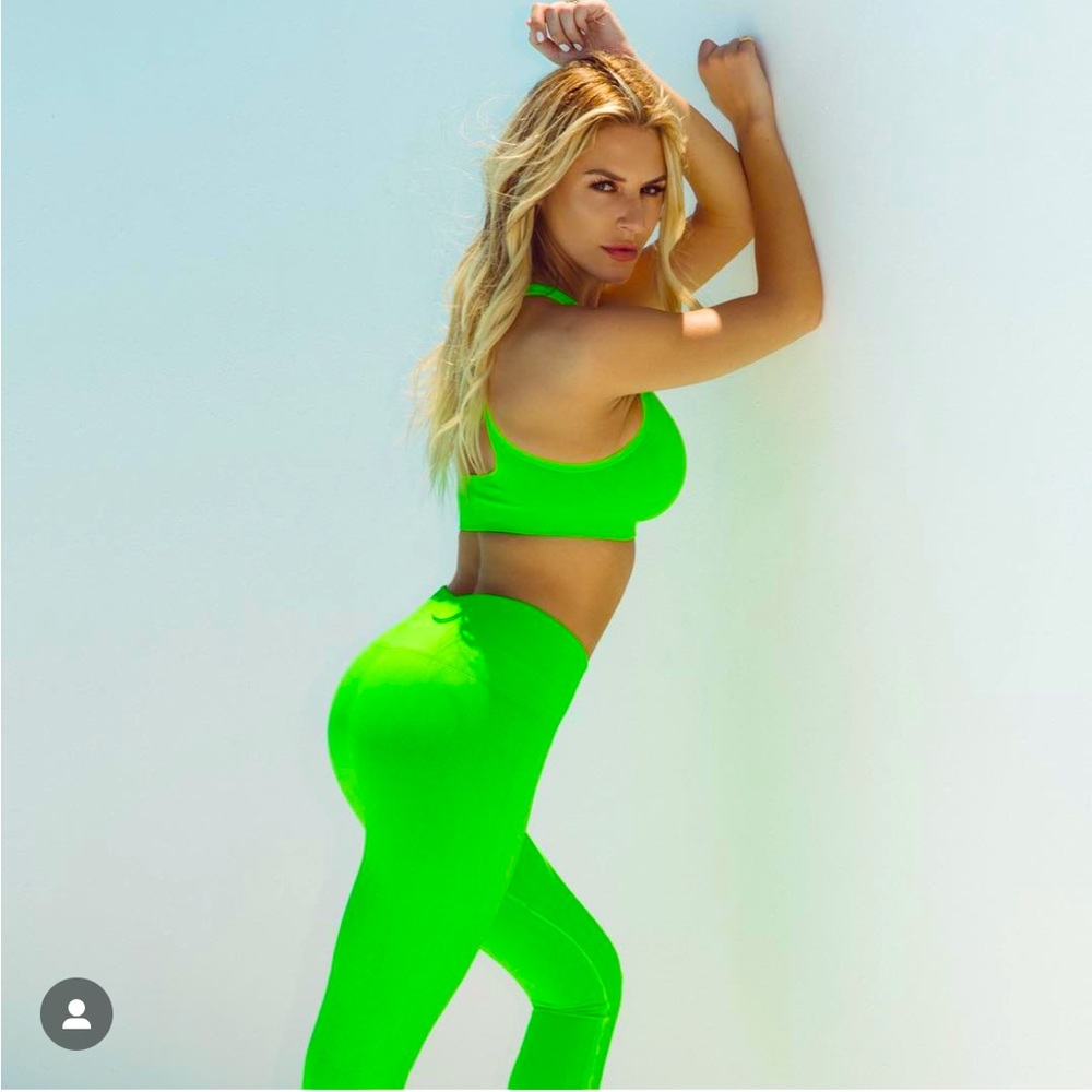 TLA by Morgan Stewart Neon Green Leggings XS/S NWOT